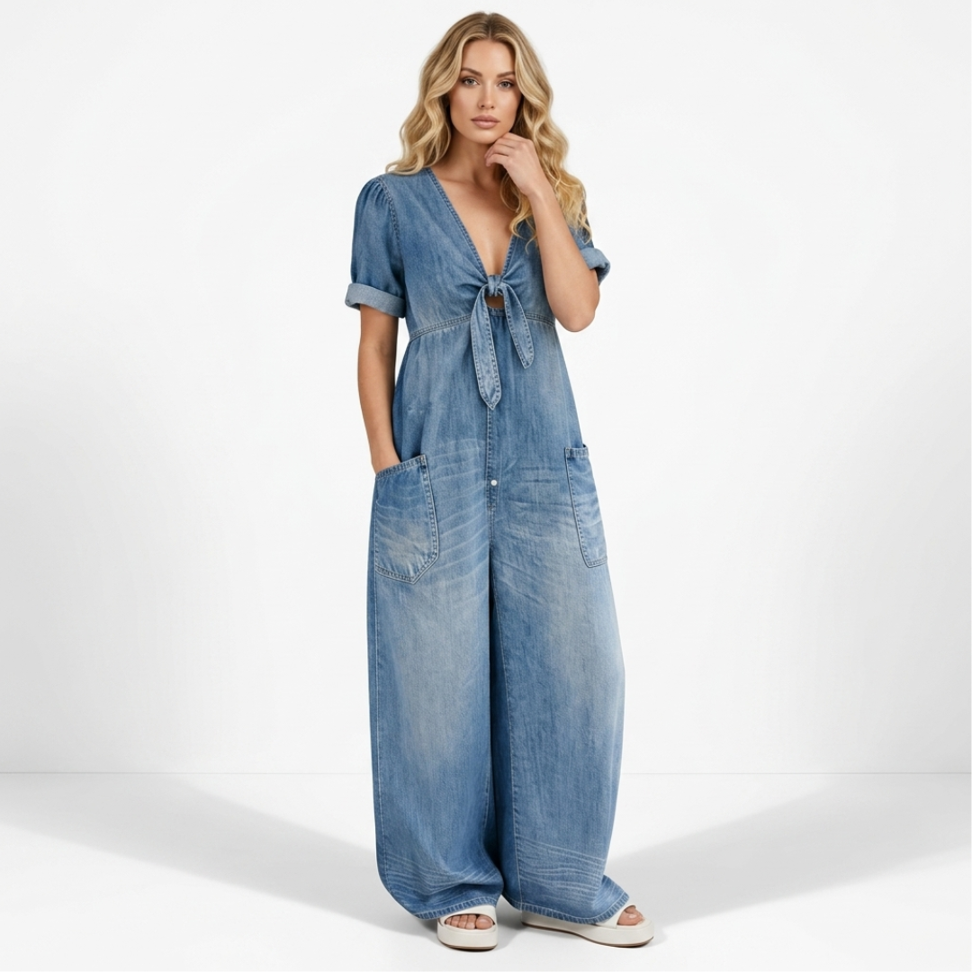 Bláthnaid - Denim Jumpsuit with V-Neckline