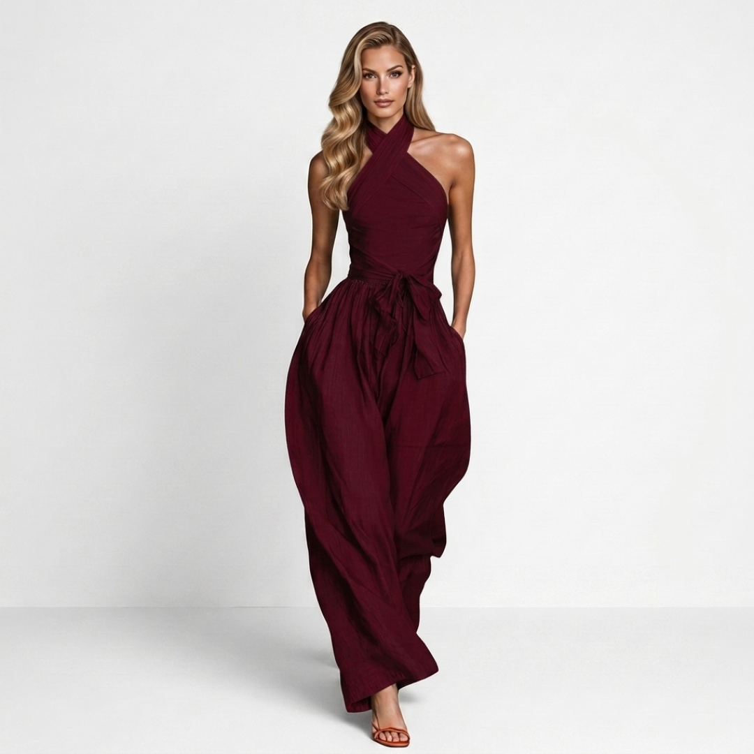 Dina - Jumpsuit with crossover neckline
