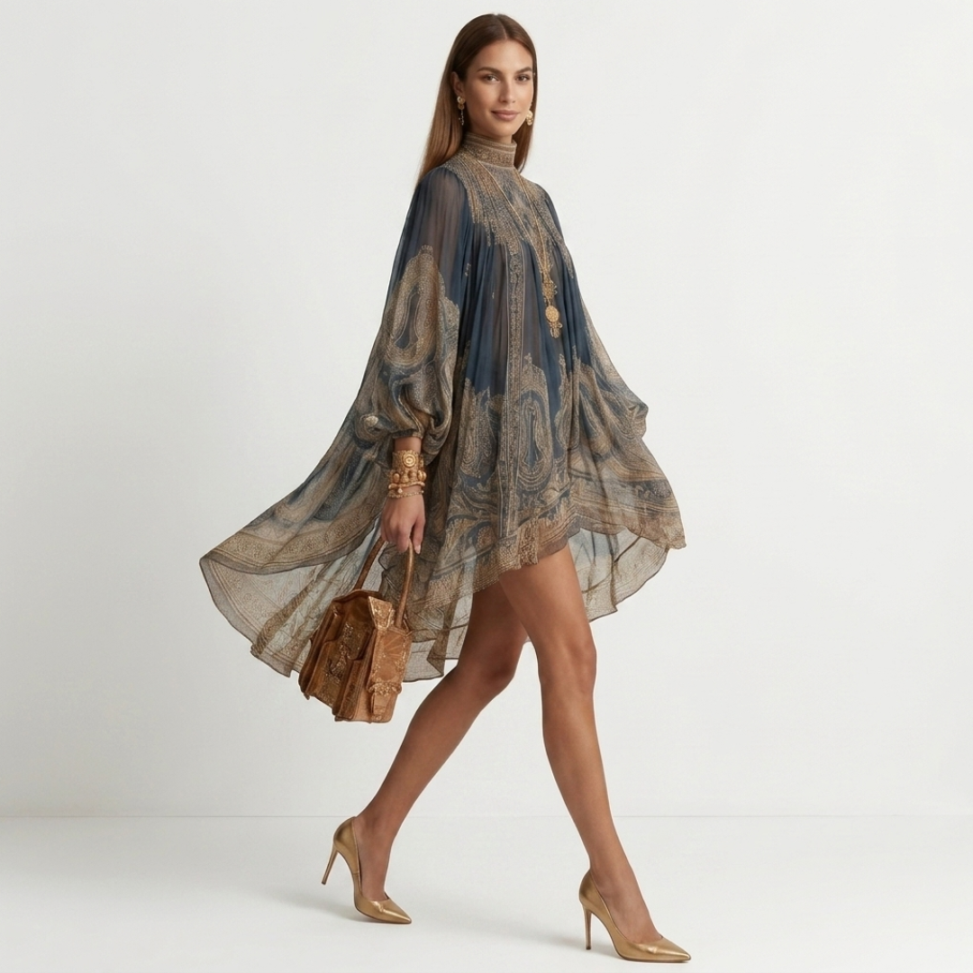 Gráinne – Short Dress with Asymmetric Neckline
