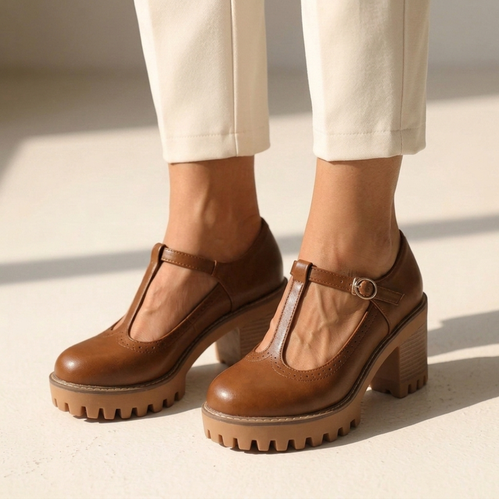 May - Elegant shoes with a heel and T-strap