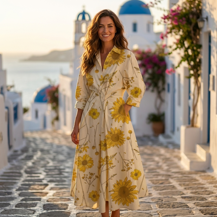 Linnea - Elegant Cotton Dress with Collar