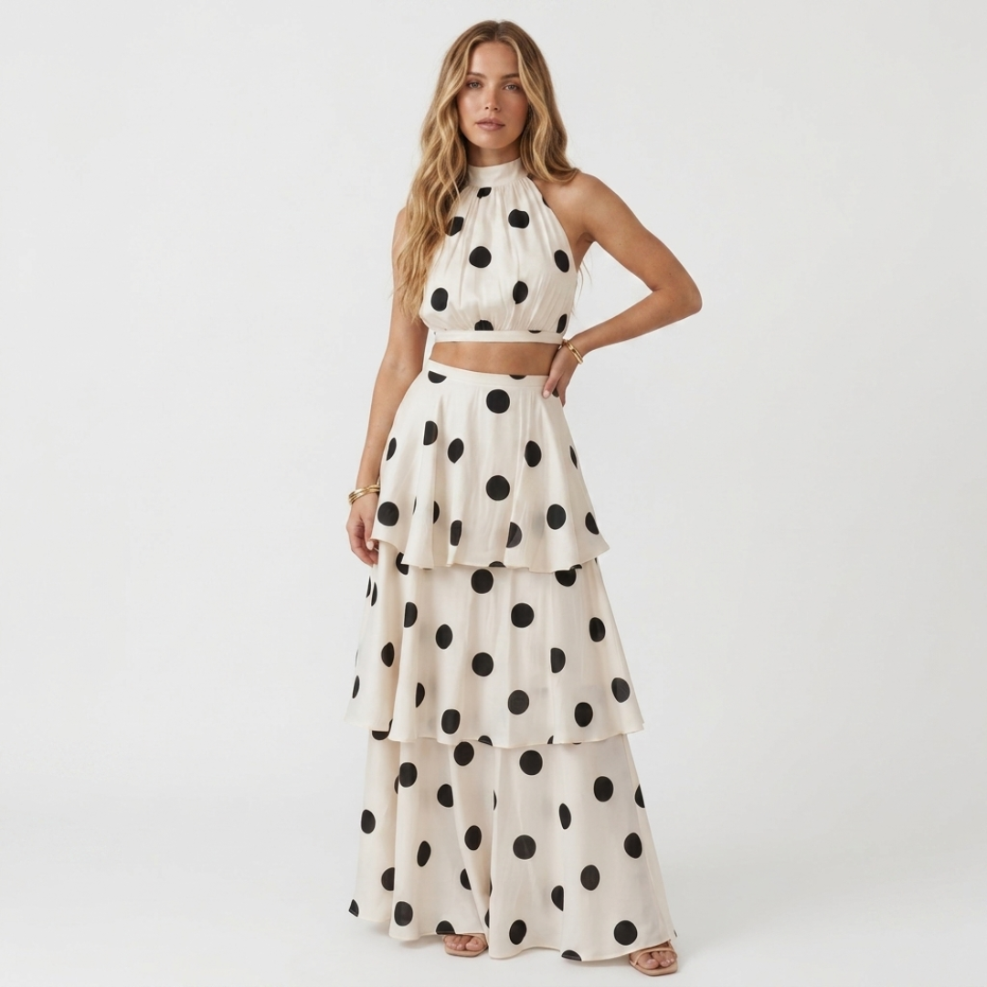 Nuala - Set with Polka Dot Top and Long Skirt