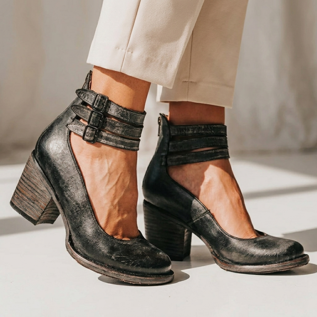 Aisling - Comfortable Leather Heeled Shoes