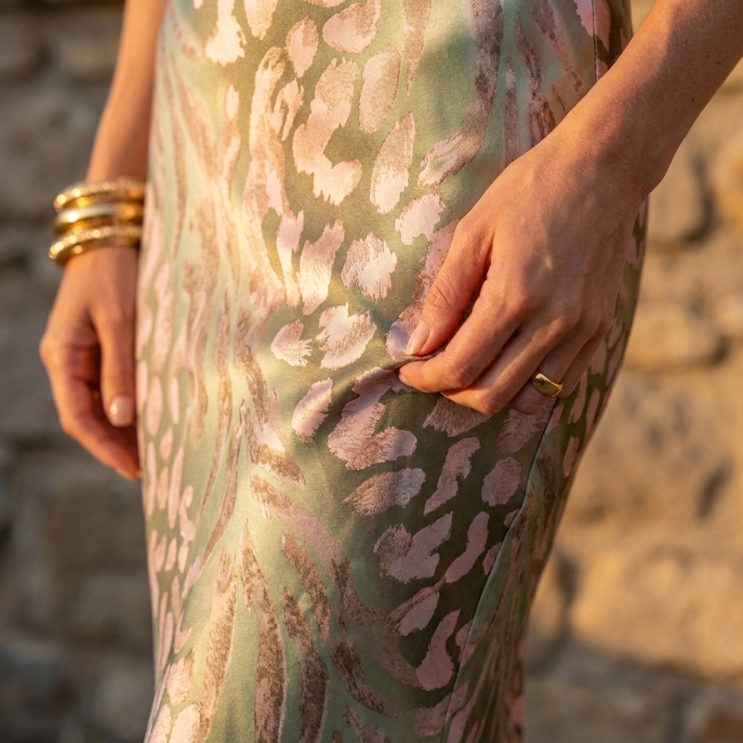 Astrid - Copper-coloured midi dress