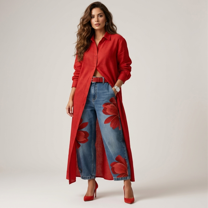 Carina - Set with trousers and long-sleeved shirt