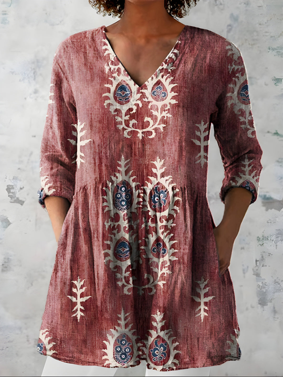 Aoife | Long Blouse with V-Neck