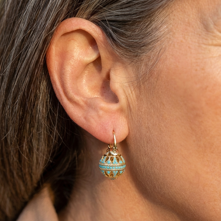 Earrings with Filigree Turquoise Bead
