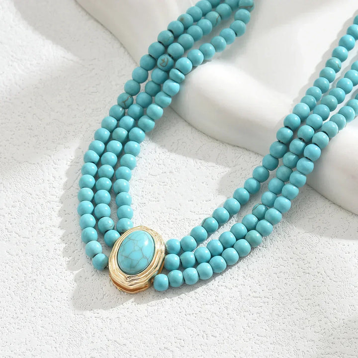 Elegant Vintage Turquoise Necklace with Pearls