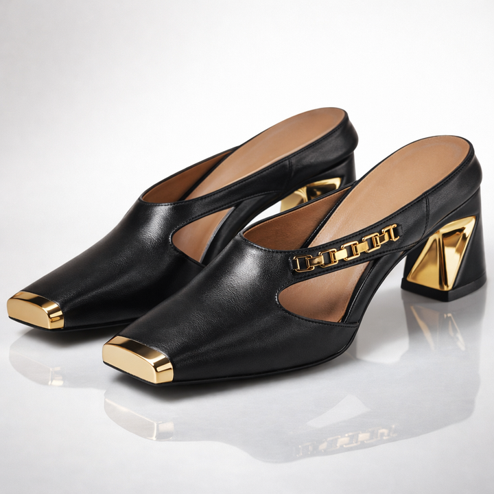 Niamh - Gold Block Heels