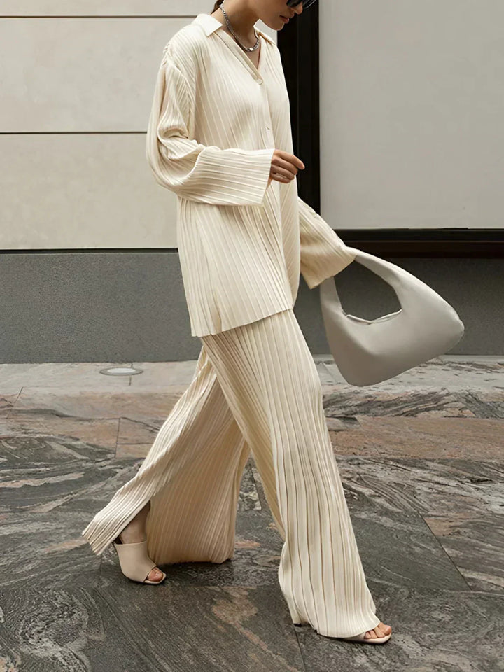 Oversized Two-Piece Set with Pleated Pockets