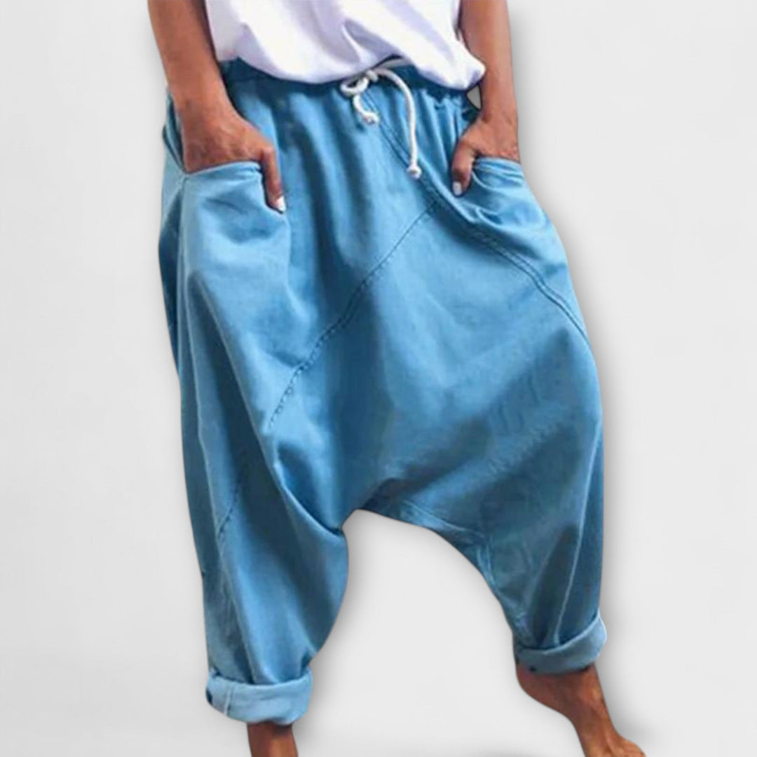 Wide-Leg Harem Pants with Drawstring Waist