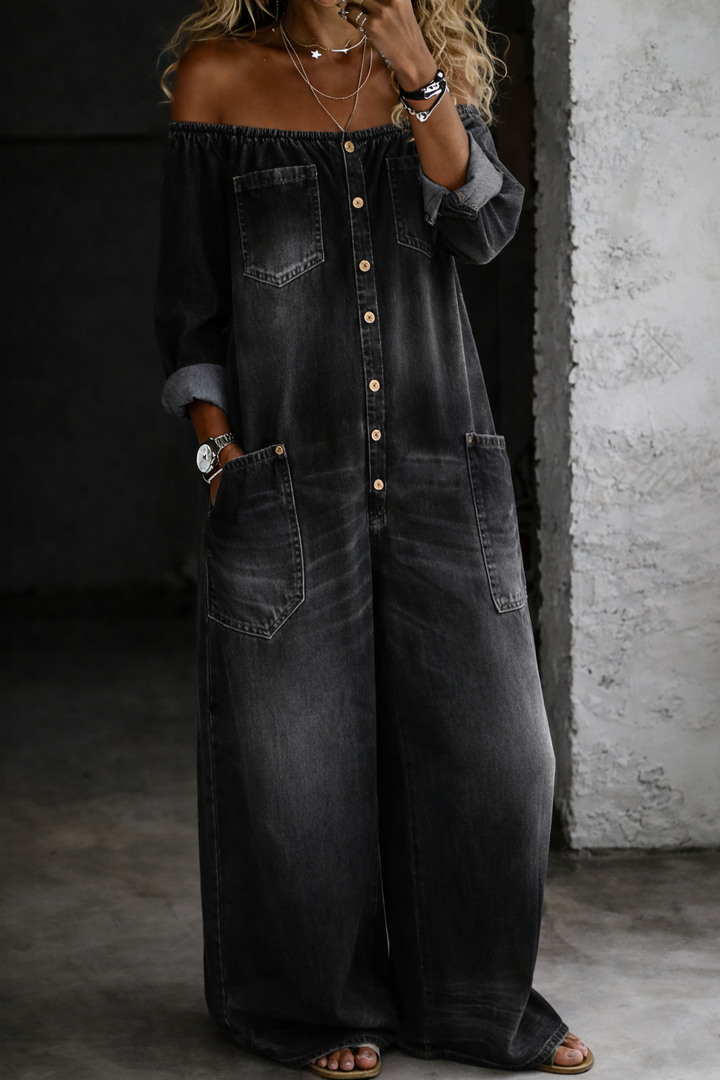 Siobhán™ | Off-Shoulder Denim Jumpsuit
