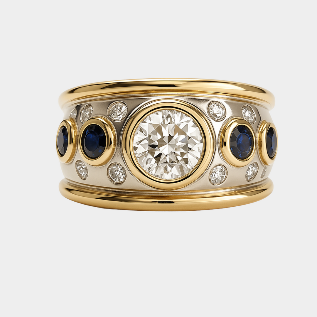 Barbara - Vintage ring with gilded zirconia inlay