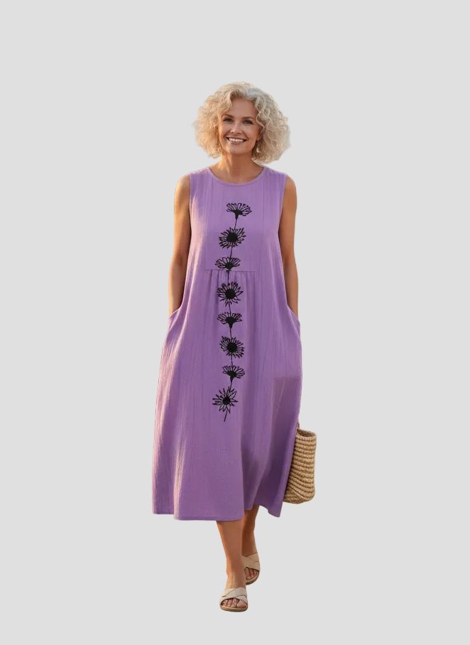 Fanny | Midi Dress with Purple Flowers