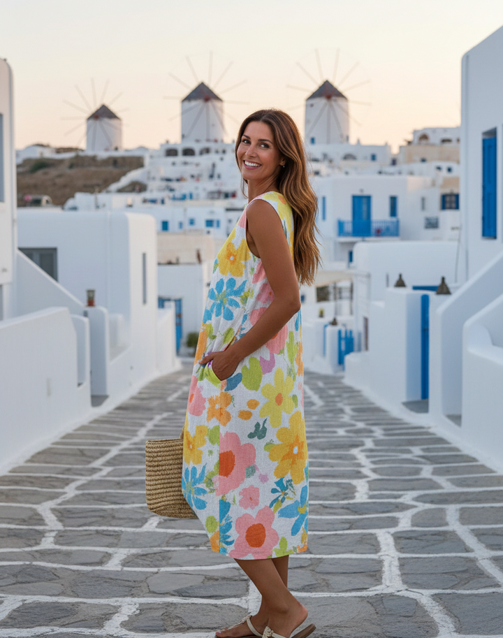 Aoife | Pastel Floral Midi Dress
