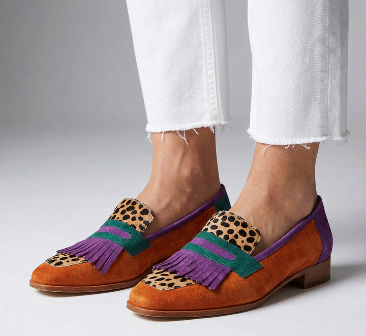 Órla - Brown Leopard Print Loafers