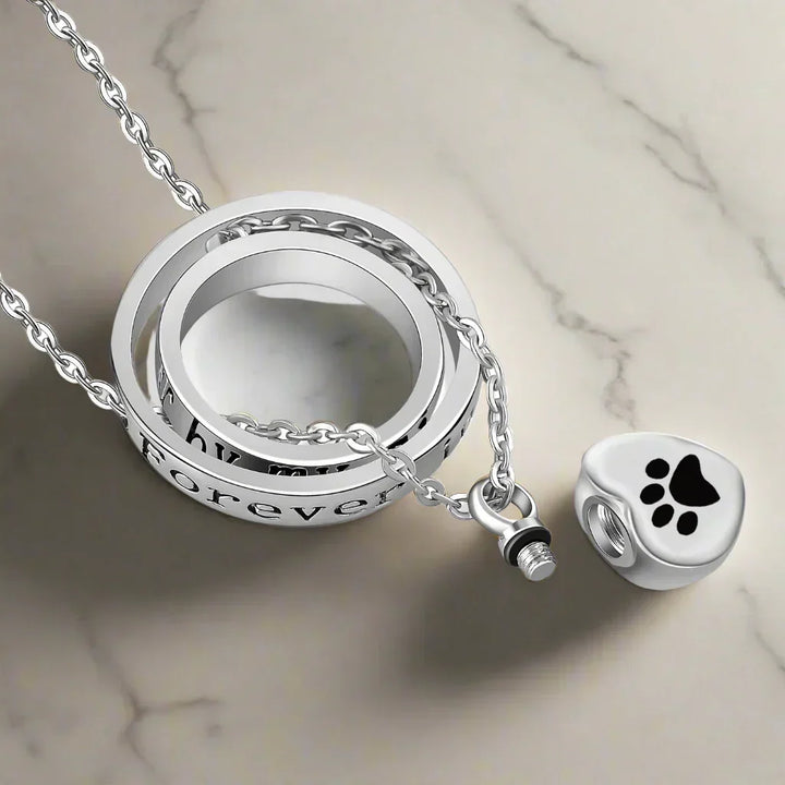 «You are no longer with me, forever in my heart» - Stainless Steel Ash Necklace with Imprint