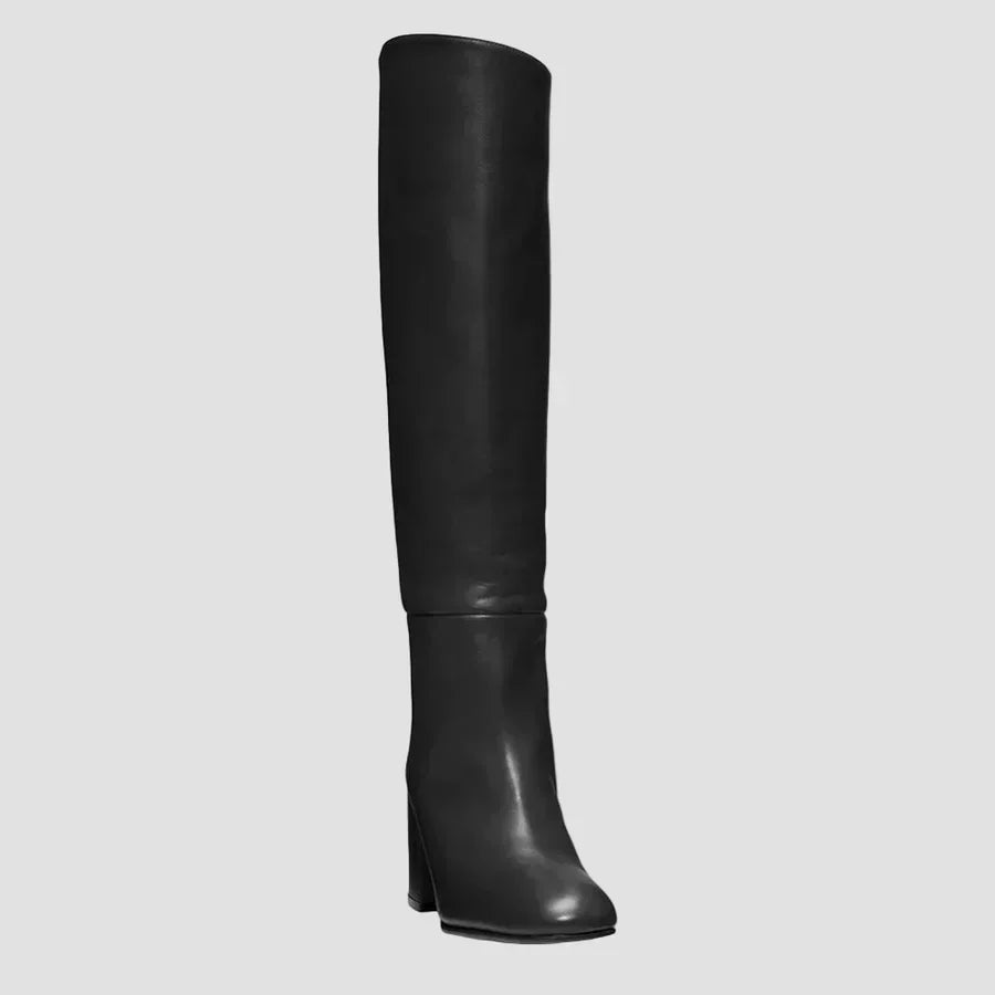 Siobhán - Black Over-the-Knee Boots with a Wide Heel