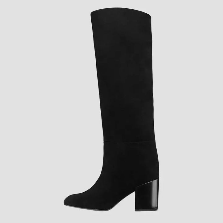 Siobhán - Black Over-the-Knee Boots with a Wide Heel