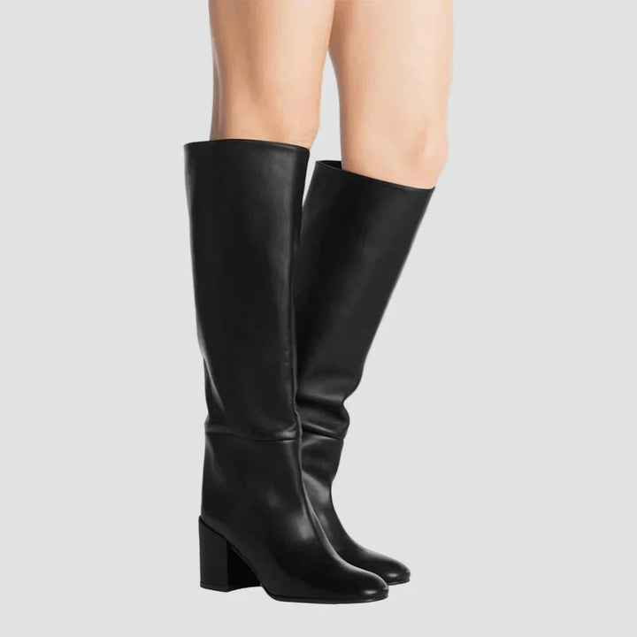 Siobhán - Black Over-the-Knee Boots with a Wide Heel