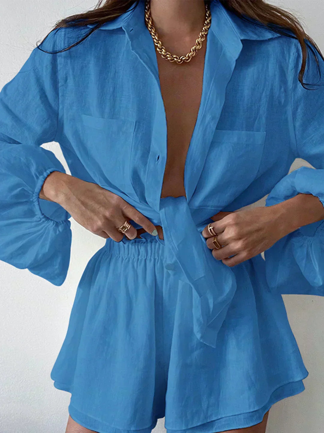 Aegean Two-Piece Shorts Set, Double-Lined
