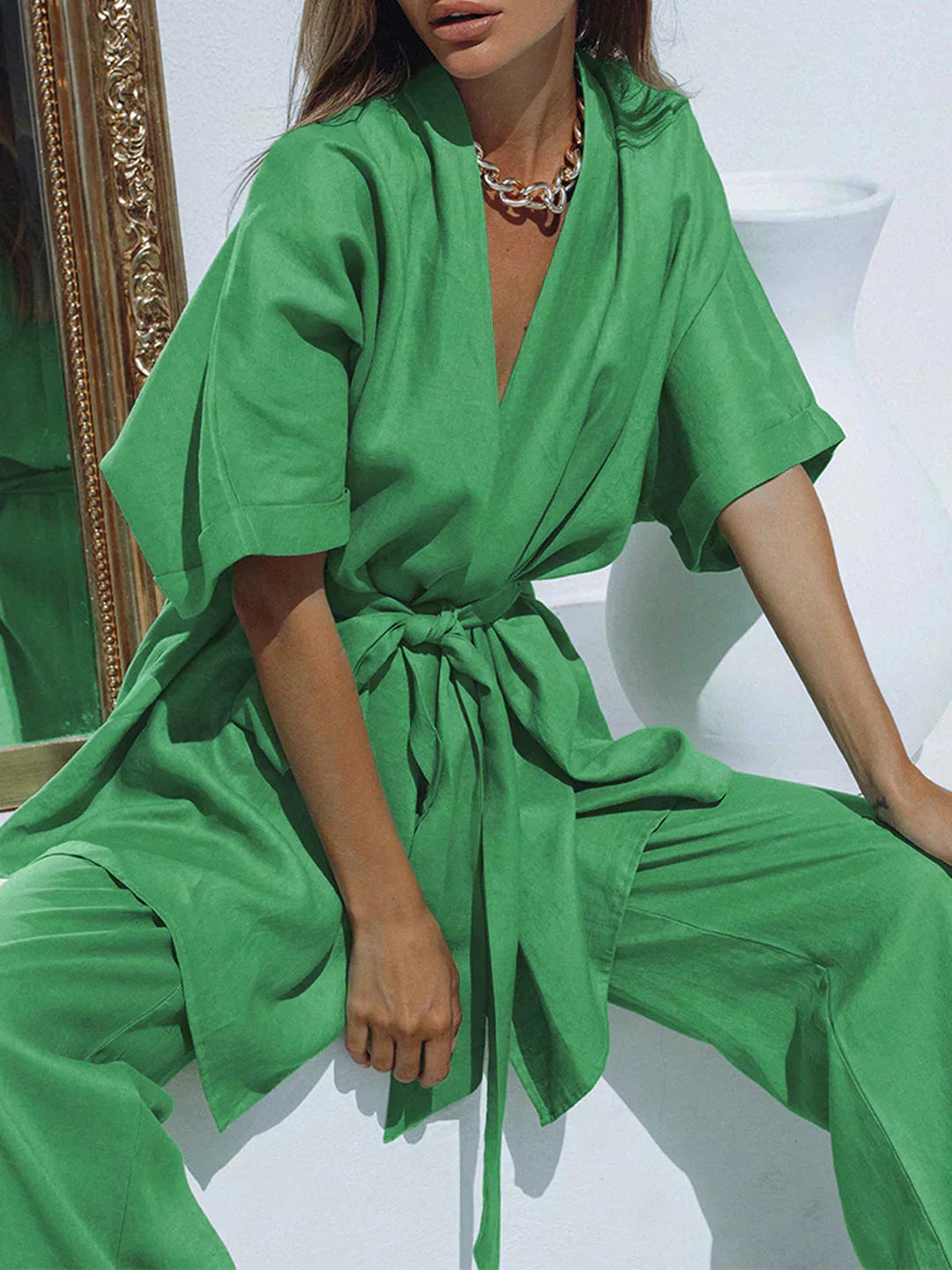 Oversized Pants Set, Tied at the Waist