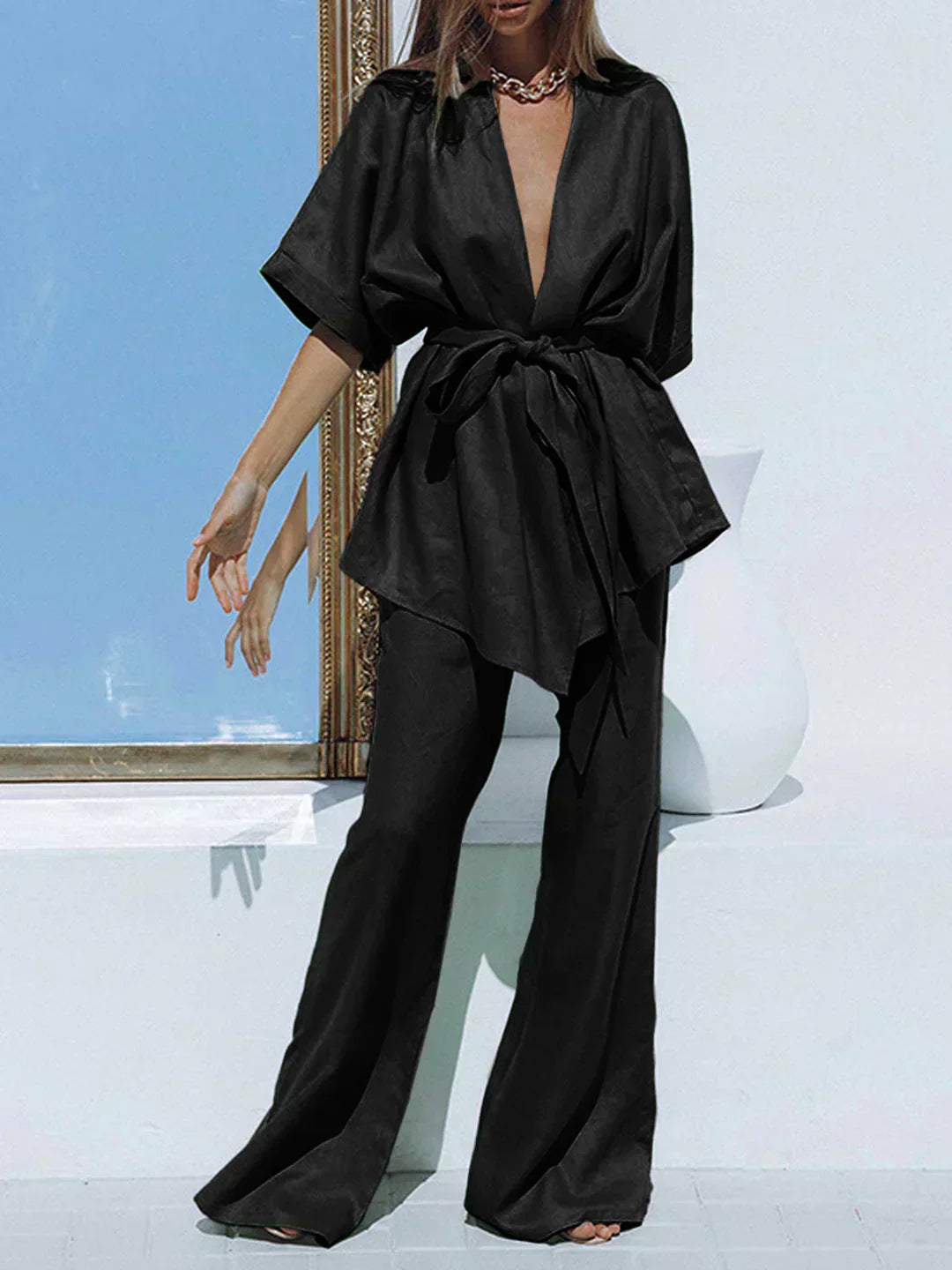 Oversized Pants Set, Tied at the Waist