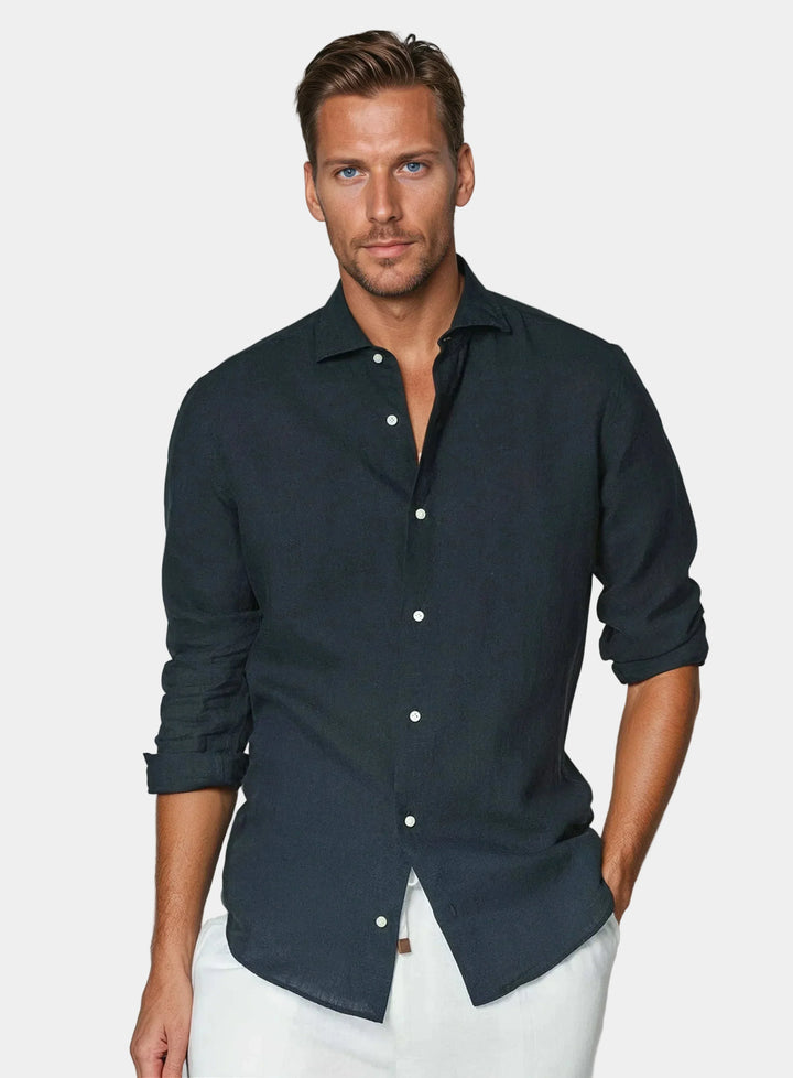 Essential Linen Shirt - Navy Blue