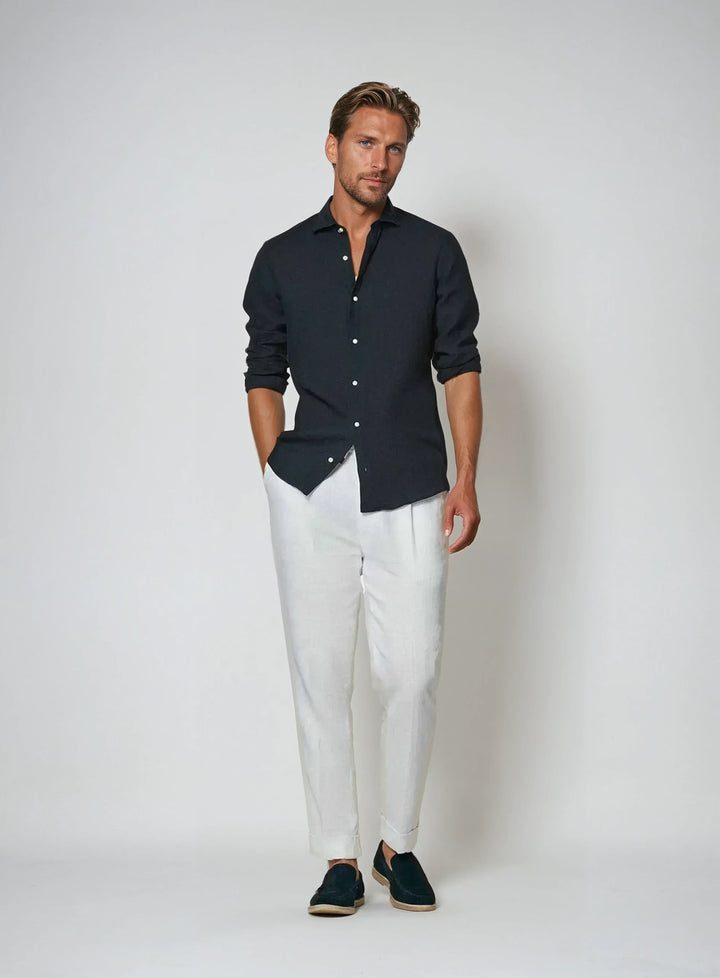 Essential Linen Shirt - Navy Blue