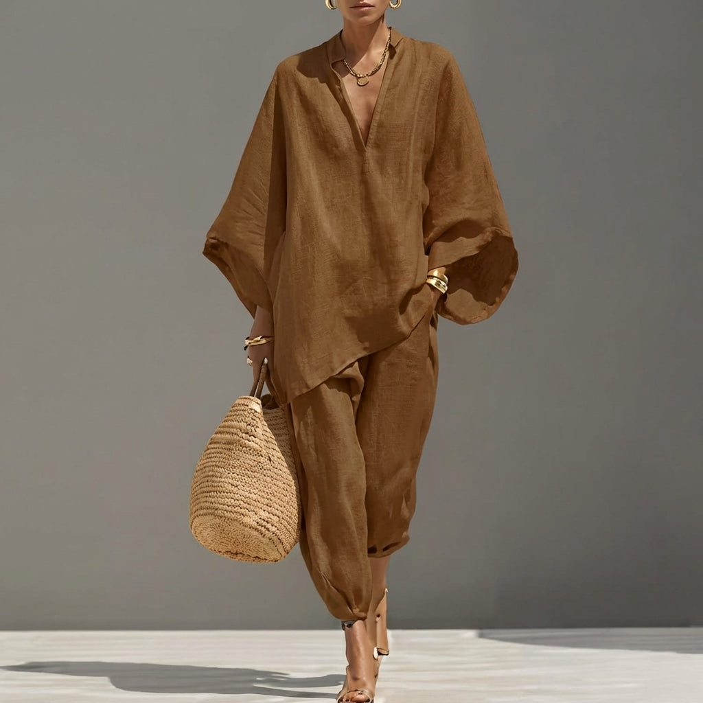Fiona - Two-Piece Everyday Set with V-Neck for Women