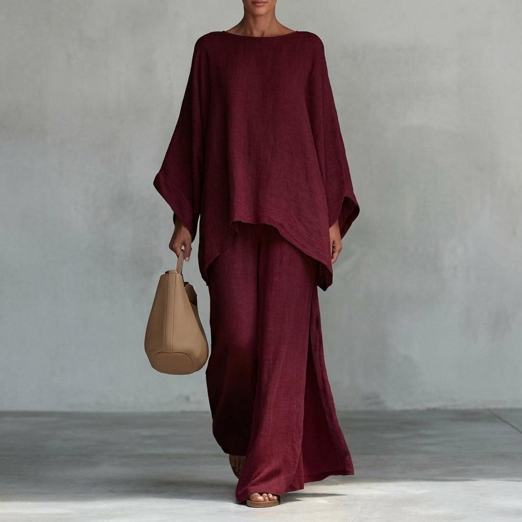 Orla - Two-Piece Set with Long Sleeves and Wide-Leg Trousers