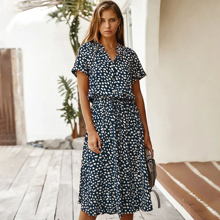 Gry | Vintage dress with floral print and short sleeves