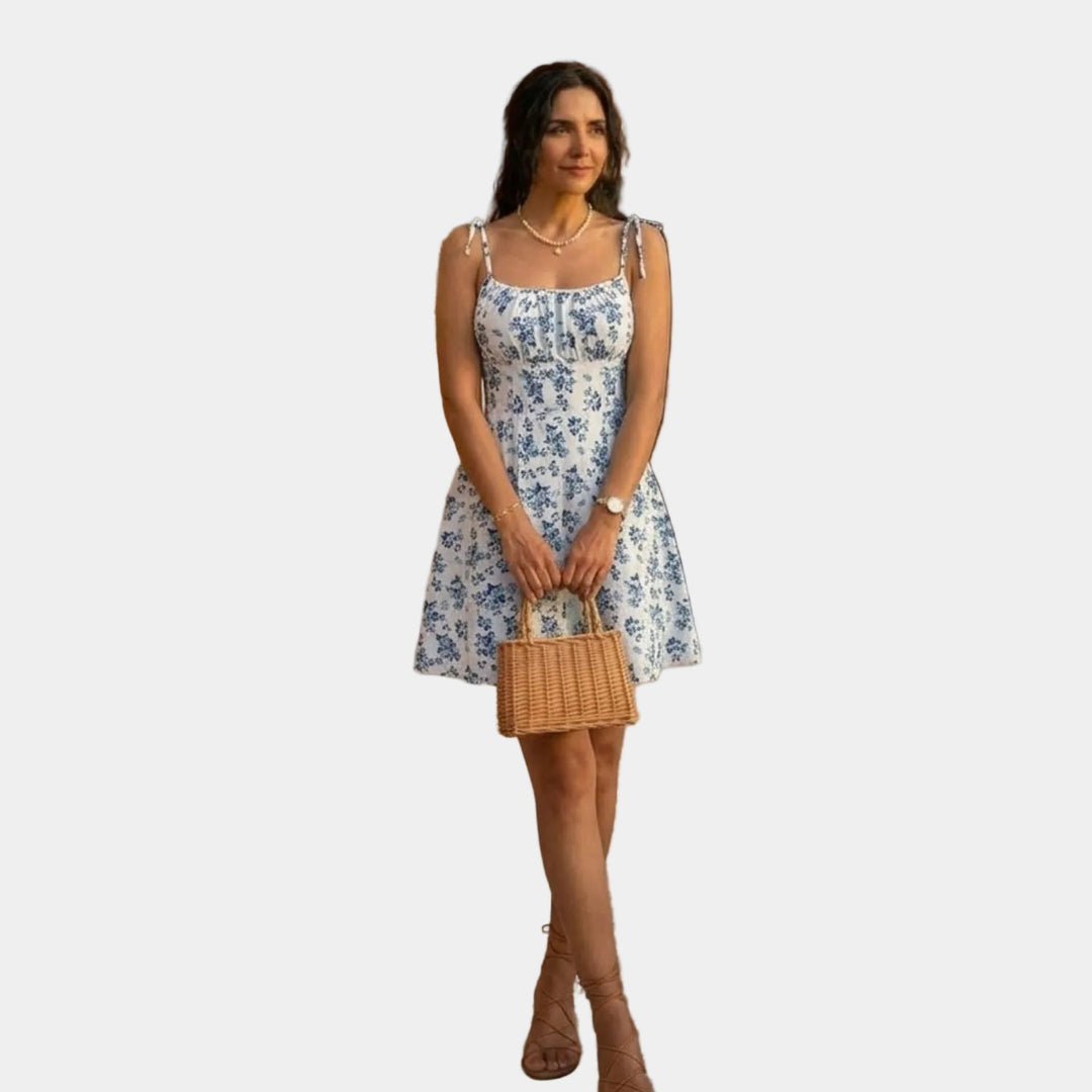 Lara | Short dress with thin straps and floral print