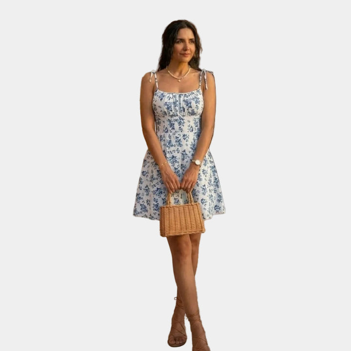 Lara | Short dress with thin straps and floral print