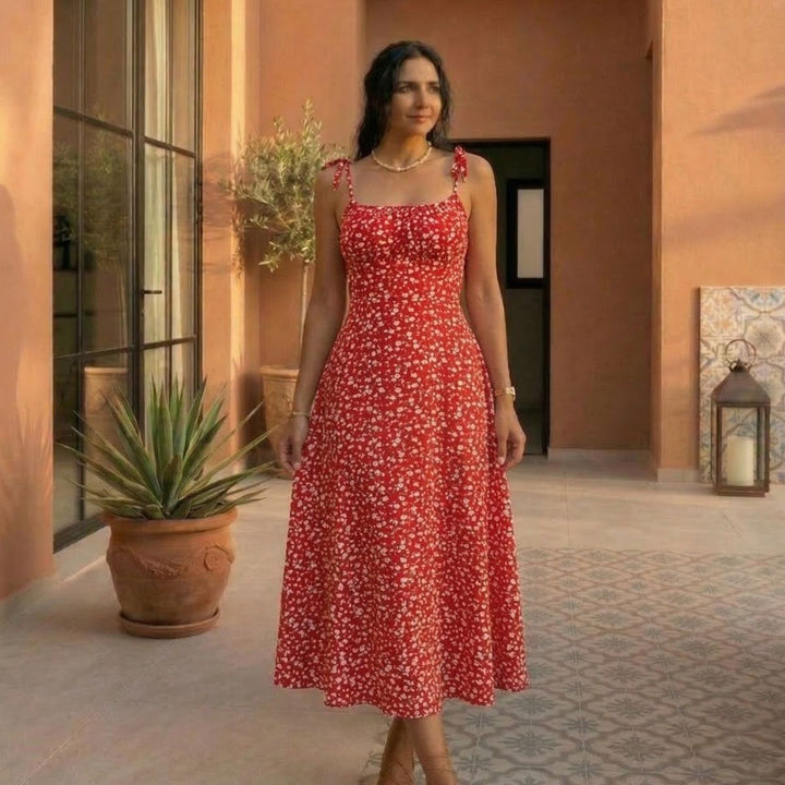 Gráinne | Dress with Thin Straps and Floral Print