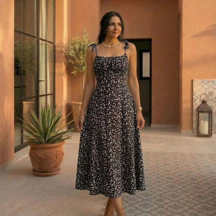 Gráinne | Dress with Thin Straps and Floral Print