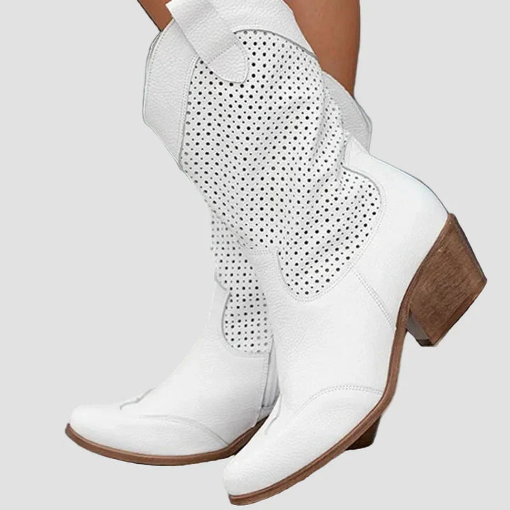 Anna - Modern denim cowboy boots with side zip