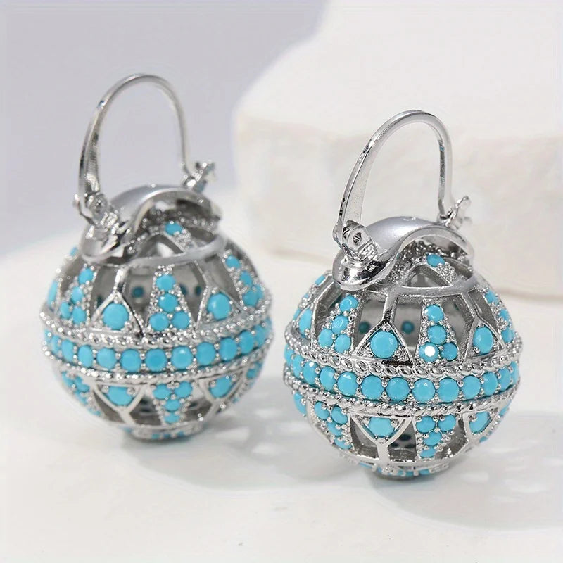 Earrings with Filigree Turquoise Bead