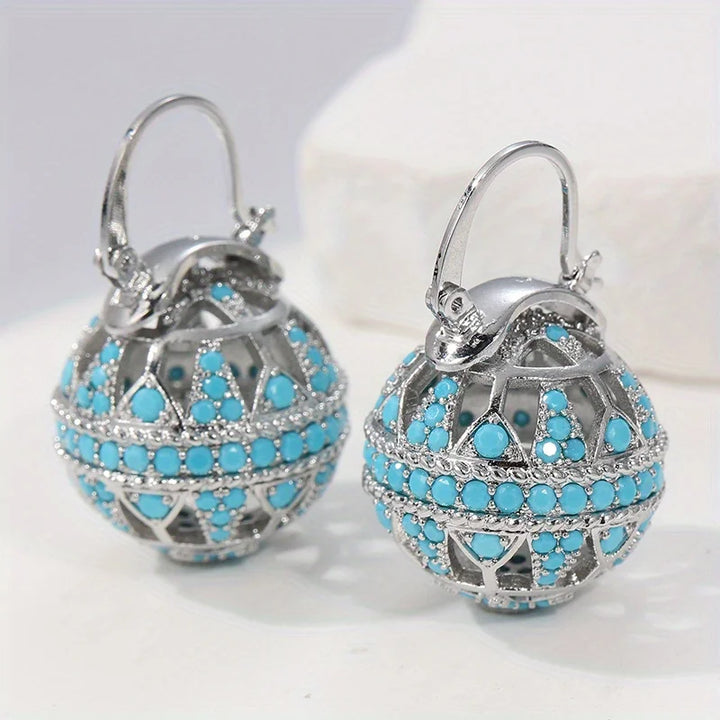 Earrings with Filigree Turquoise Bead