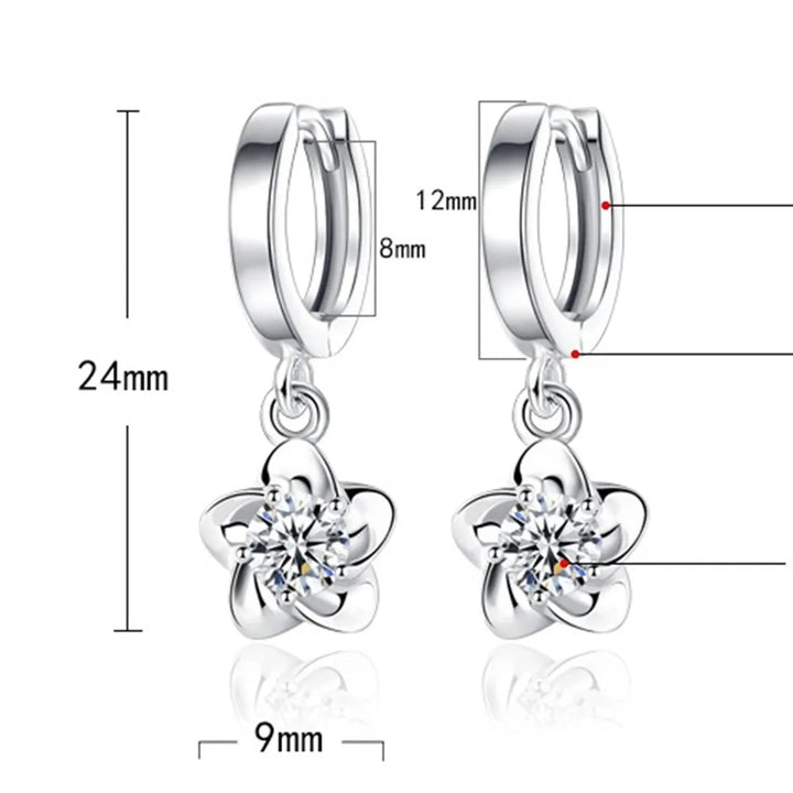 Sterling Silver Earrings with Purple and White Zirconia