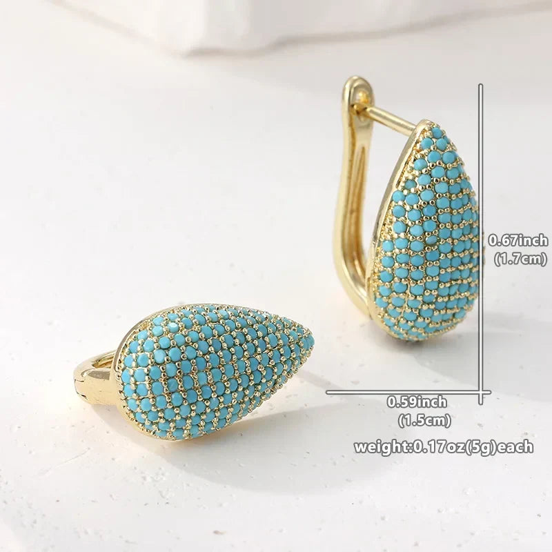 Drop-Shaped Turquoise Pavé Earrings