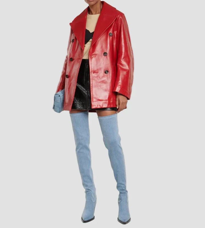 Niamh - Over-the-Knee Boots with Heel in Faux Leather Look