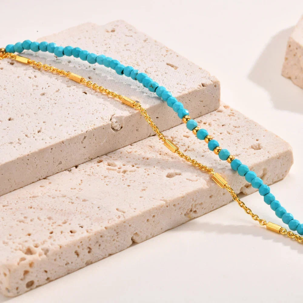 Double Eternity Gold Bracelet with Turquoise