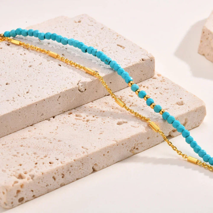 Double Eternity Gold Bracelet with Turquoise