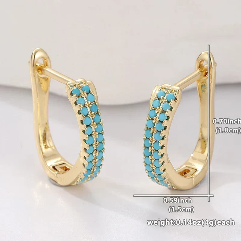 Classic Gold Huggie Earrings with Turquoise