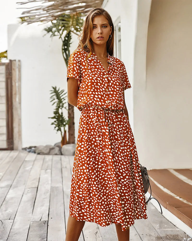 Gry | Vintage dress with floral print and short sleeves