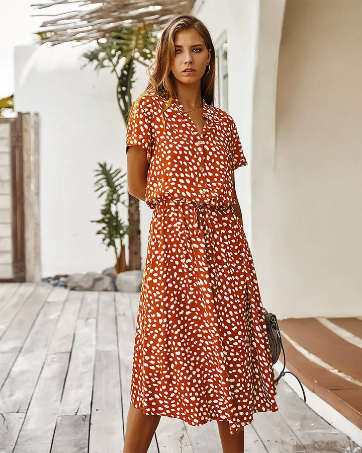 Gry | Vintage dress with floral print and short sleeves