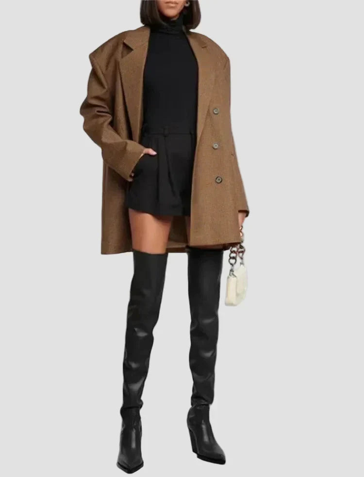 Niamh - Over-the-Knee Boots with Heel in Faux Leather Look
