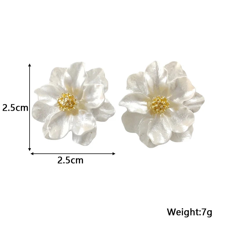Flower Pendant Earrings in White Acrylic