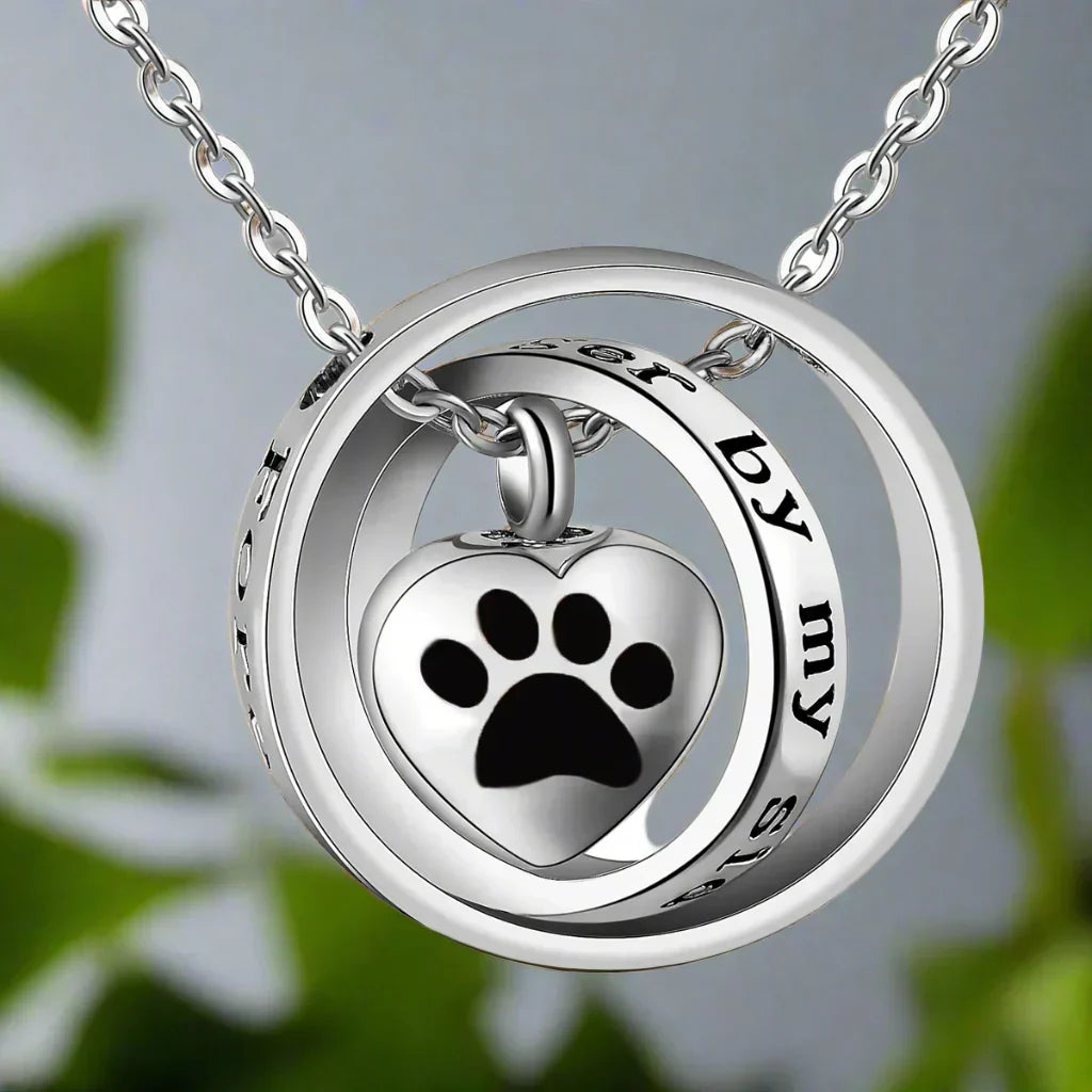 «You are no longer with me, forever in my heart» - Stainless Steel Ash Necklace with Imprint